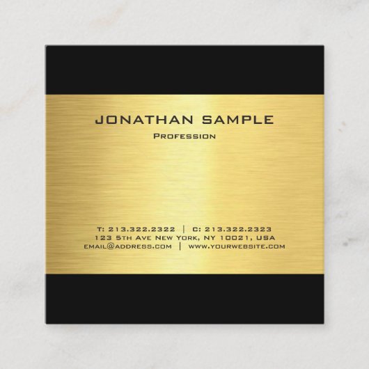 シンプルエレガント金ゴールドモダンルックルクスグラマー スクエア名刺 (正面)