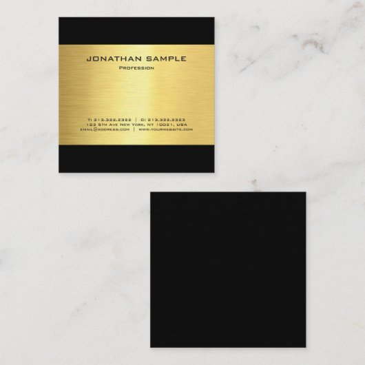シンプルエレガント金ゴールドモダンルックルクスグラマー スクエア名刺 (正面/裏面)