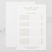 シンプルエレガント金ゴールドモダン価格表 (正面/裏面)