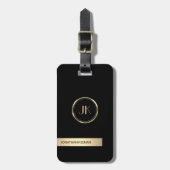 シンプルエレガント金ゴールドモノグラムの名 ラゲッジタグ (正面縦)