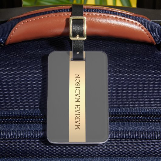 シンプルエレガント金ゴールドモノグラムの名 ラゲッジタグ (正面インサイチュ2)