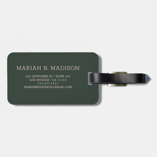 シンプルエレガント金ゴールドモノグラムの名 ラゲッジタグ (裏面横)