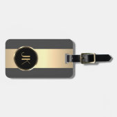 シンプルエレガント金ゴールドモノグラムの名Luggag ラゲッジタグ (正面横)
