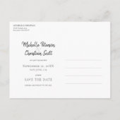 シンプルエレガント金ゴールド写真の結婚式の日付を保存 案内ポストカード (裏面)