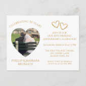シンプルエレガント金ゴールド写真50結婚周年記念 インビテーションポストカード (正面)