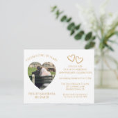 シンプルエレガント金ゴールド写真50結婚周年記念 インビテーションポストカード (スタンド正面)