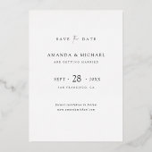 シンプルエレガント金ゴールド写真Save the Date 結婚's 箔招待状 (裏面)