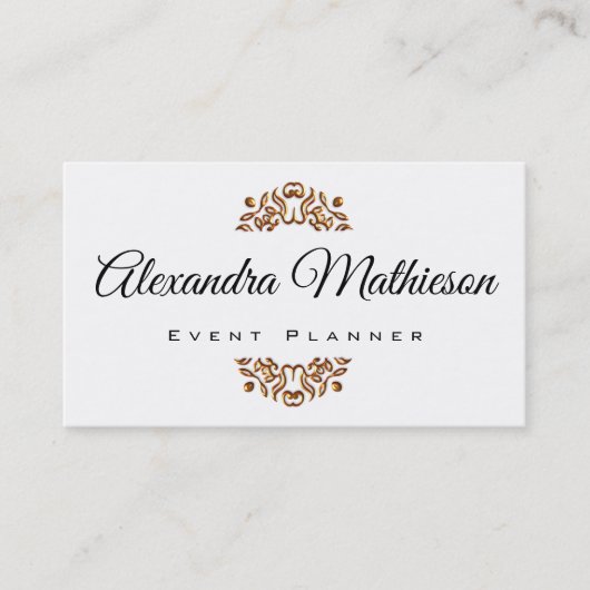 シンプルエレガント金ゴールド宝石モダンイベントプランナー 名刺 (正面)