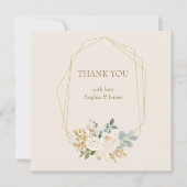 シンプルエレガント金ゴールド幾何学枠 サンキューカード (正面)