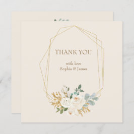 シンプルエレガント金ゴールド幾何学枠 サンキューカード