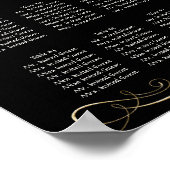 シンプルエレガント金ゴールド旋回ブラック結婚の座席 ポスター (角)