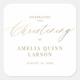シンプルエレガント金ゴールド書のスクリプト《キリスト教》洗礼式や命名式 スクエアシール
