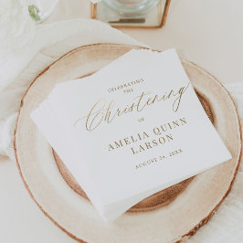 シンプルエレガント金ゴールド書のスクリプト《キリスト教》洗礼式や命名式 スタンダードカクテルナプキン