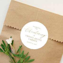 シンプルエレガント金ゴールド書のスクリプト《キリスト教》洗礼式や命名式 ラウンドシール