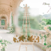 シンプルエレガント金ゴールド紅葉結婚の歓迎 アクリルサイン