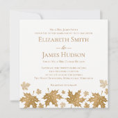 シンプルエレガント金ゴールド紅葉結婚式招待状 招待状 (正面)