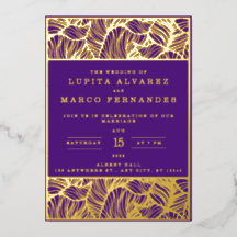 シンプルエレガント金ゴールド紫結婚紫