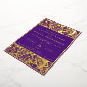 シンプルエレガント金ゴールド紫結婚紫 箔招待状 (回転した状態)