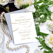 シンプルエレガント金ゴールド結婚スクリプト 招待状