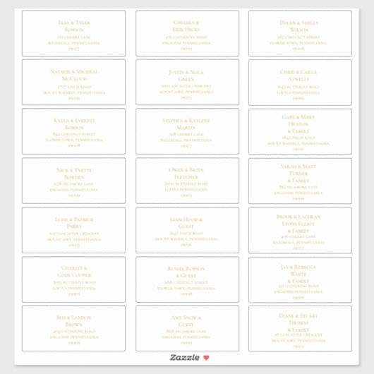 シンプルエレガント金ゴールド結婚ス住所 シール (シート)