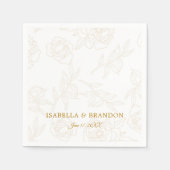 シンプルエレガント金ゴールド結婚フローラ スタンダードカクテルナプキン (正面)