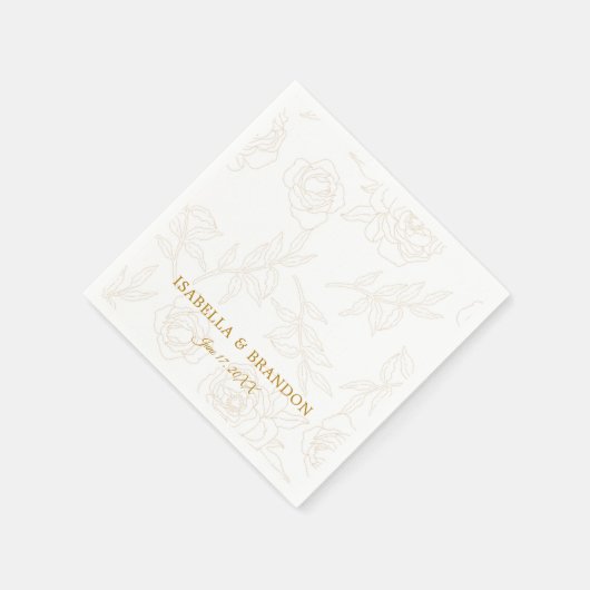 シンプルエレガント金ゴールド結婚フローラ スタンダードカクテルナプキン (角)