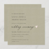 シンプルエレガント金ゴールドKRAFTタイポグラフィ結婚の 招待状 (正面/裏面)