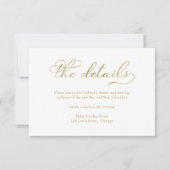 シンプルエレガント金ホイル結婚詳細カード 出欠カード (正面)