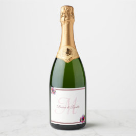 シンプルエレガント金属コーラルフローラ結婚ズ | C スパークリングワインラベル