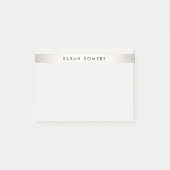 シンプルエレガント銀ストライプパーソナライズされた名 ポストイット (正面)