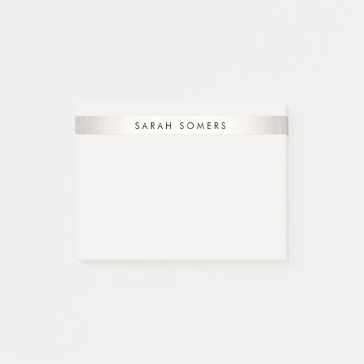 シンプルエレガント銀ストライプパーソナライズされた名 ポストイット (正面)