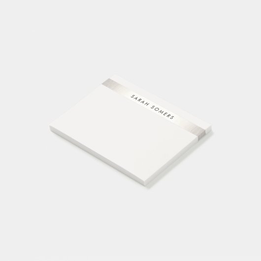 シンプルエレガント銀ストライプパーソナライズされた名 ポストイット (アングル)