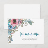 シンプルエレガント青とピンクの水色フローラ エンクロージャーカード (正面/裏面)