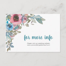 シンプルエレガント青とピンクの水色フローラ エンクロージャーカード