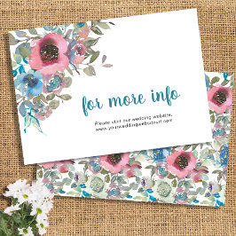 シンプルエレガント青とピンクの水色フローラ エンクロージャーカード