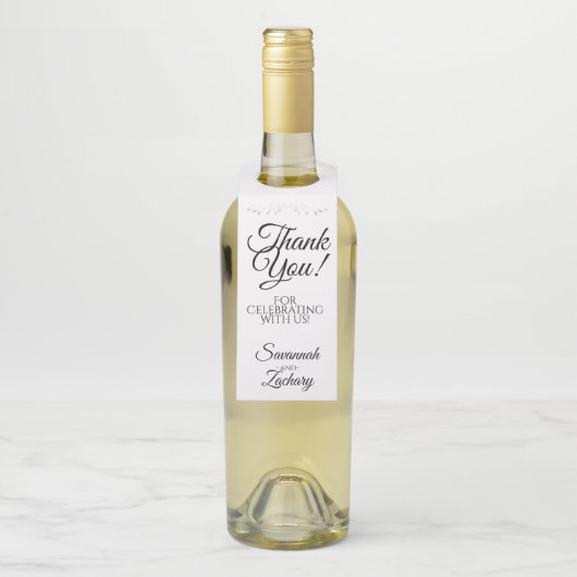 シンプルエレガント黒と白結婚の感謝 ボトルネックタグ (ボトル)