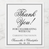 シンプルエレガント黒と白結婚の感謝 ワインラベル (シングルラベル)