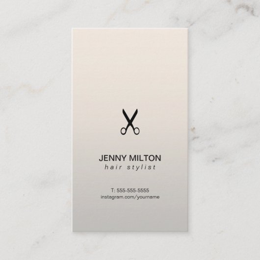シンプルエレガント黒はさみ美容師 名刺 (正面)