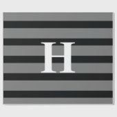 シンプルエレガント黒グレー白ストライプ文字 ラッピングペーパー (フラット)