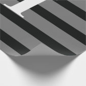 シンプルエレガント黒グレー白ストライプ文字 ラッピングペーパー (角)