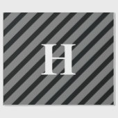 シンプルエレガント黒グレー白ストライプ文字 ラッピングペーパー (フラット)