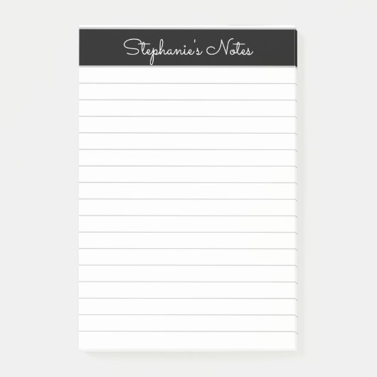 シンプルエレガント黒グレー線パーソナライズされた ポストイット (正面)