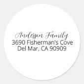 シンプルエレガント黒スクリプトファミリ名 ラウンドシール (正面)