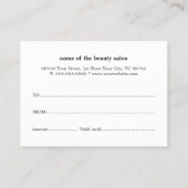 シンプルエレガント黒フェイク銀贈与証書 割引カード (裏面)