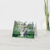 シンプルエレガント黒モダン画結婚3の写真 サンキューカード (正面)