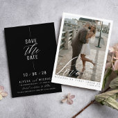 シンプルエレガント黒写真クリスチャン結婚ズ セーブザデート