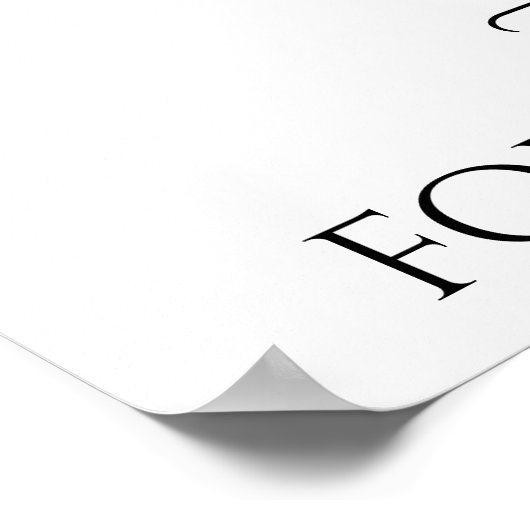 シンプルエレガント黒白の結婚歓迎サイン ポスター (角)