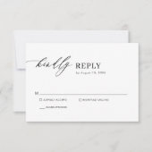 シンプルエレガント黒白シック・スクリプ結婚ト 出欠カード (正面)