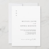 シンプルエレガント黒白ミニマル結婚リスト 招待状 (正面)