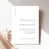 シンプルエレガント黒白ミニマル結婚リスト 招待状